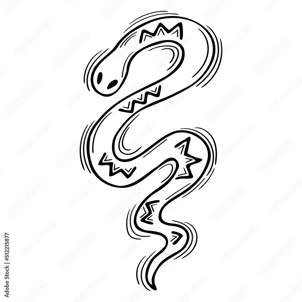Animal silhouette. Hand drawn snake. Element of esotericism, mysticism, witchcraft Animal silhouette. Hand drawn snake. Element of esotericism, mysticism, witchcraft