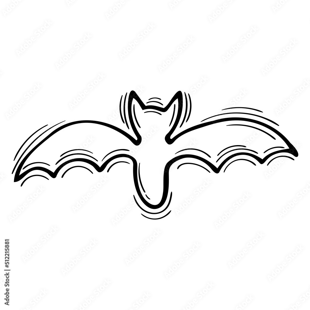 Obraz premium Hand drawn bat. Doodle style silhouette of animal. Sketch design. Halloween