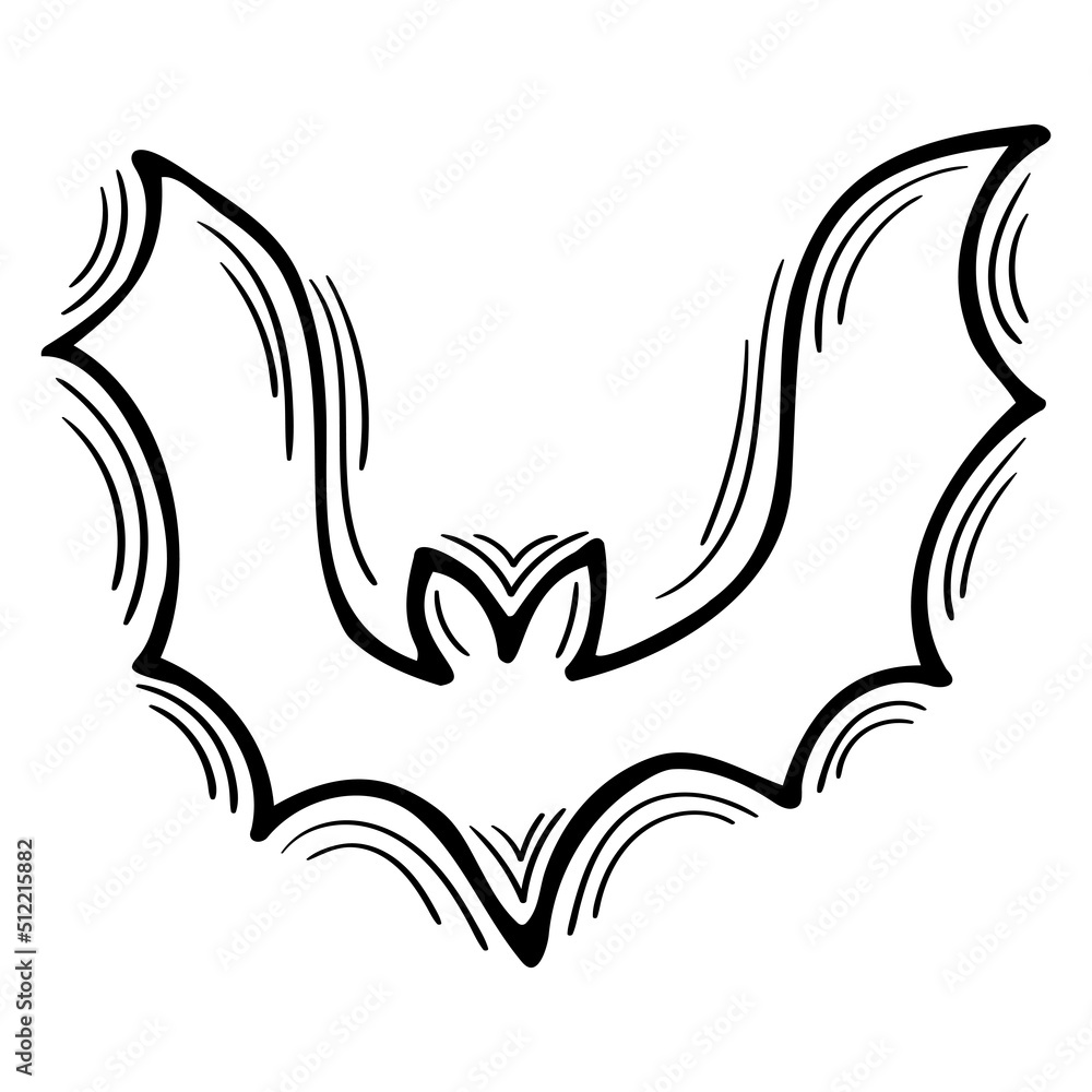 Obraz premium Hand drawn bat. Doodle style silhouette of animal. Sketch design