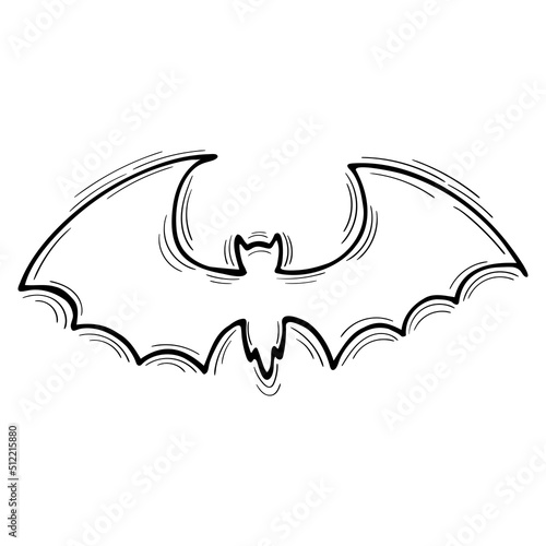 Fototapeta Naklejka Na Ścianę i Meble -  Hand drawn bat. Doodle style silhouette of animal. Halloween. Sketch