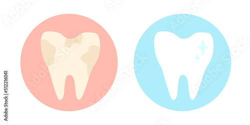 Vector set icon tooth. Vector illustration of teeth stomatology.