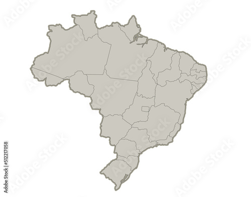 Brazil map, individual regions, blank