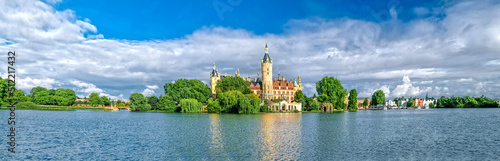 castle of schwerin in germany. Banner for travel goals and sights of city breaks. landmarks, travel guide Europe. Postcard Schwerin photo