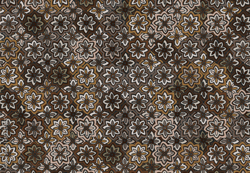 Watercolor geometric arabesque background vector. brown color