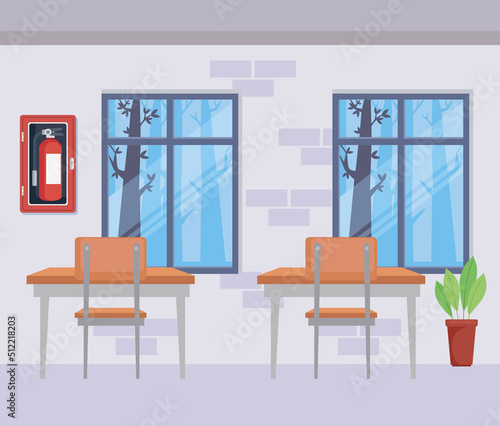 school classroom with desks
