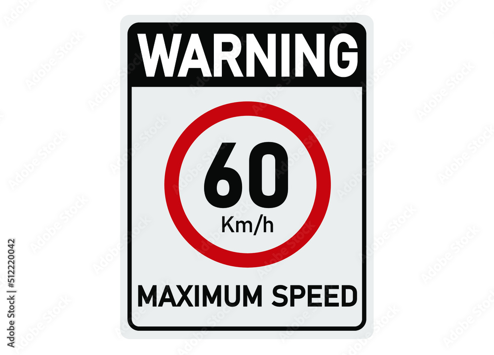 60 km per hour. Traffic sign for maximum permitted speed. 60 km per hour. Traffic sign for maximum permitted speed.