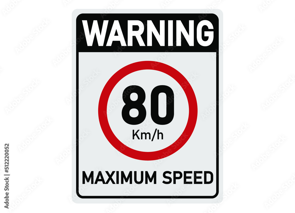 80 km per hour. Traffic sign for maximum permitted speed. 80 km per hour. Traffic sign for maximum permitted speed.