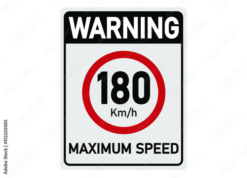 180 km per hour. Traffic sign for maximum permitted speed. 180 km per hour. Traffic sign for maximum permitted speed.