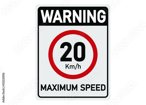20 km per hour. Traffic sign for maximum permitted speed.