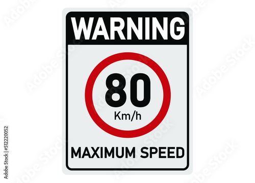 80 km per hour. Traffic sign for maximum permitted speed.