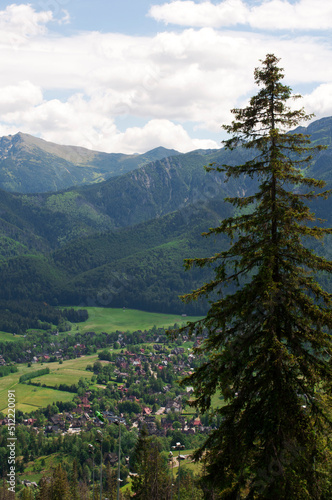 View of Zakopane from Mount Gubalovka in summer. Town in the Tatra Mountains. Tourist attractions in Poland