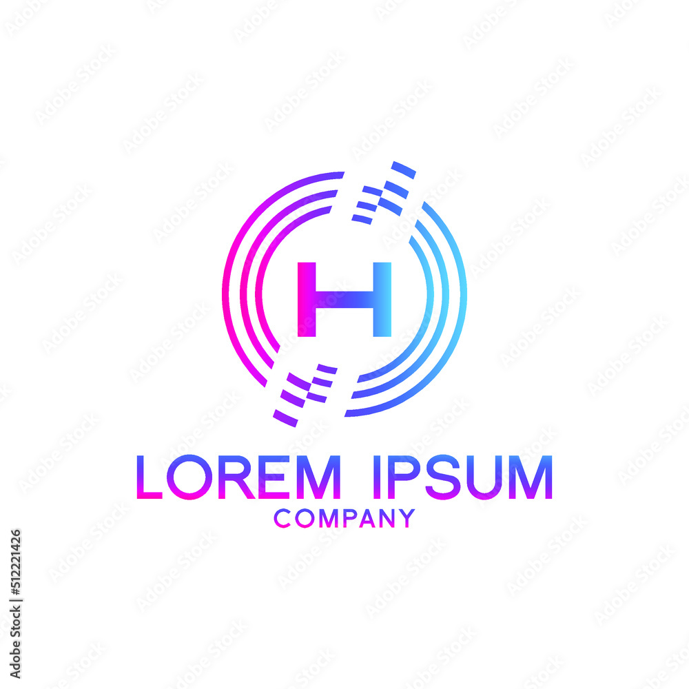 Creative Letter H logo design with point or dot symbol Creative Letter H logo design with point or dot symbol