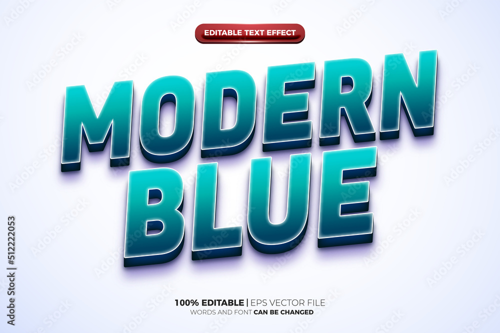 modern blue 3D logo mock up template Editable text Effect Style