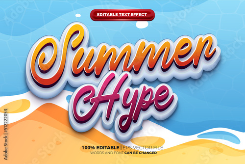 Summer hype mock up template Editable text Effect Style