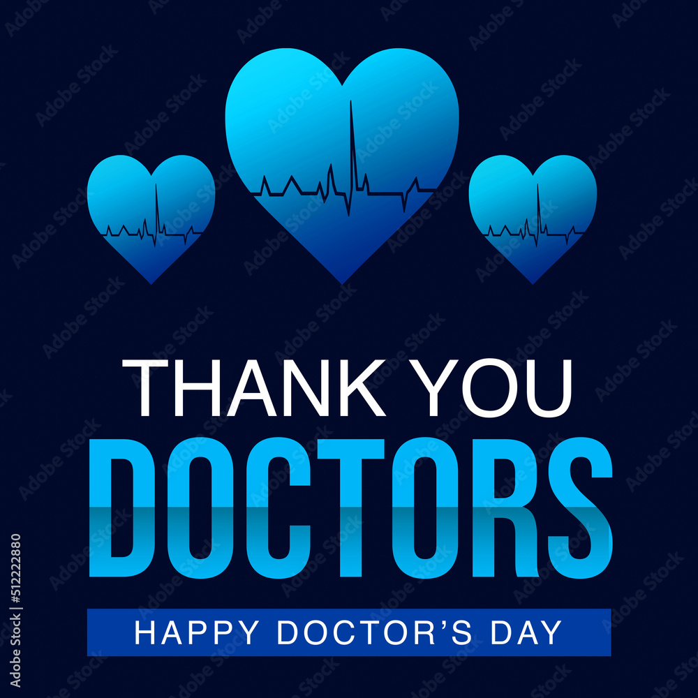 Thanking doctors, Happy Doctors day wallpaper background with heartbeat and typography. wishing doctors day.