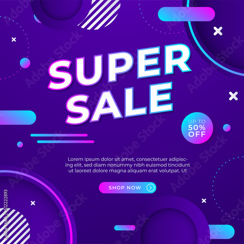 Sale and design background set with colorful abstract shapes. Special offer mega sale background template. Vector illustration promotion big super sale banner. Discount design for poster and web.