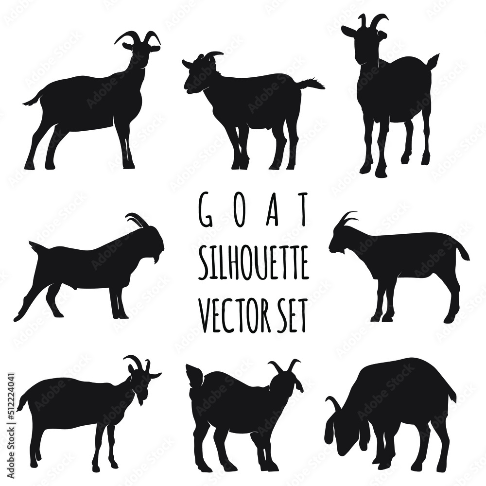 goat silhouette vector illustration set