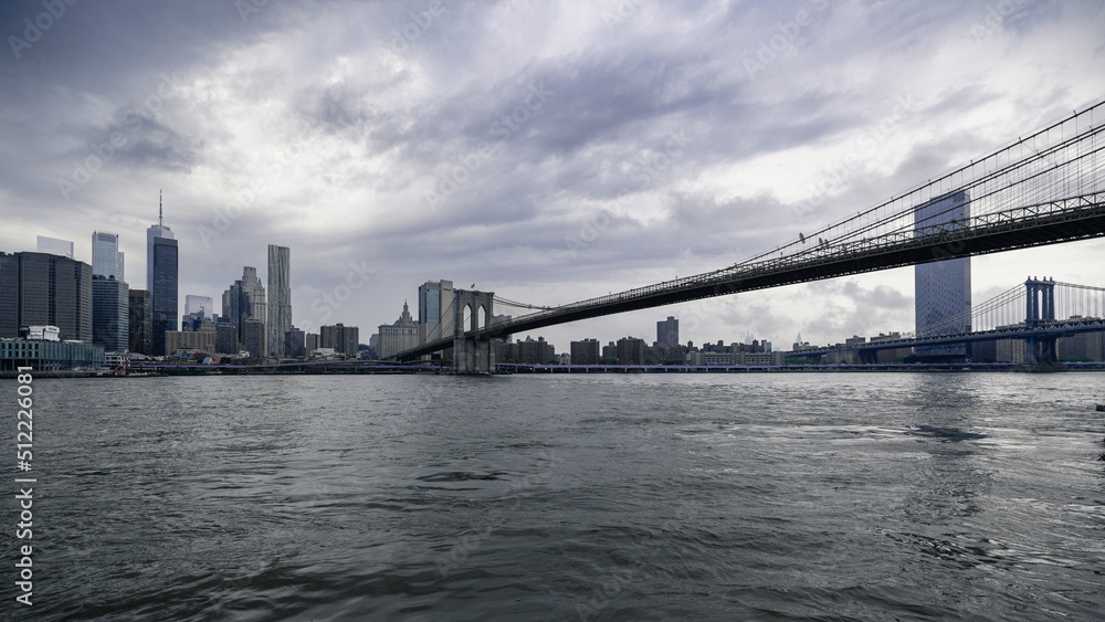 View of Manhattan and the Brooklyn Bridge from Brooklyn in New York City