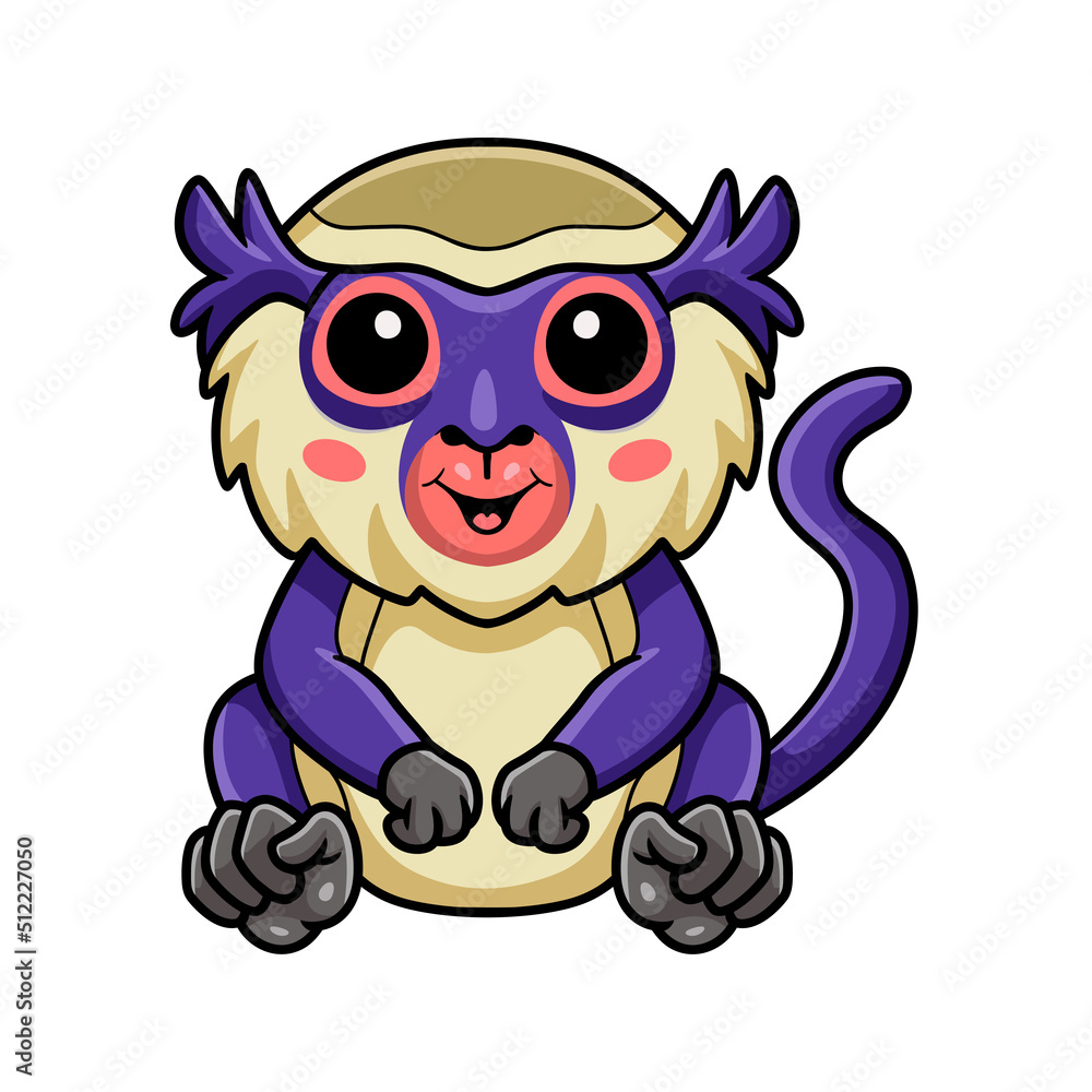 Cute mona monkey cartoon sitting