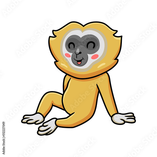 Cute little gibbon cartoon sitting