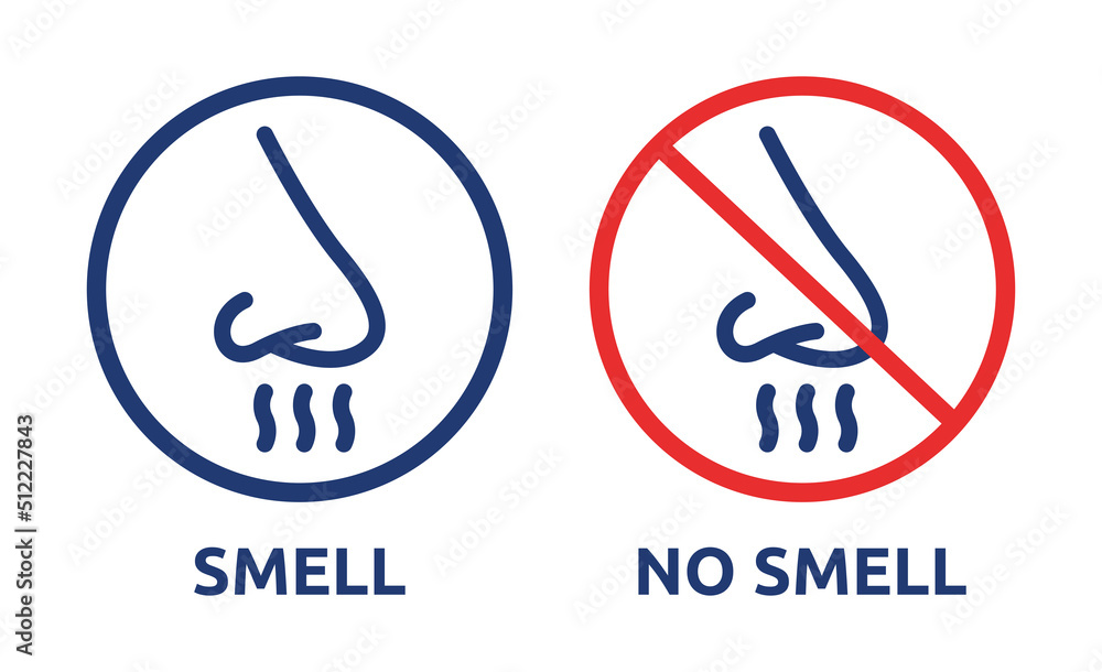 Smell and No Smell sign symbol with nose icon vector illustration. - obrazy, fototapety, plakaty 