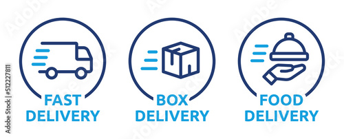 Fast box delivery icon outline vector set illustration. Deliver food sign symbol.