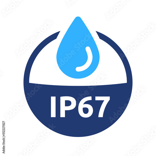 IP67 waterproof material badge label vector illustration.