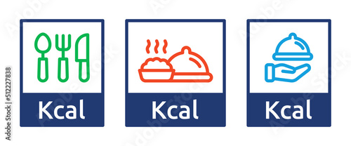 Kcal icon label sign vector set.