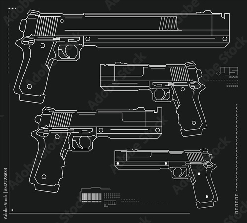 Handguns variety Cyberpunk Style Concept design.