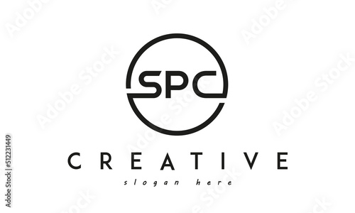 initial SPC three letter logo circle black design photo