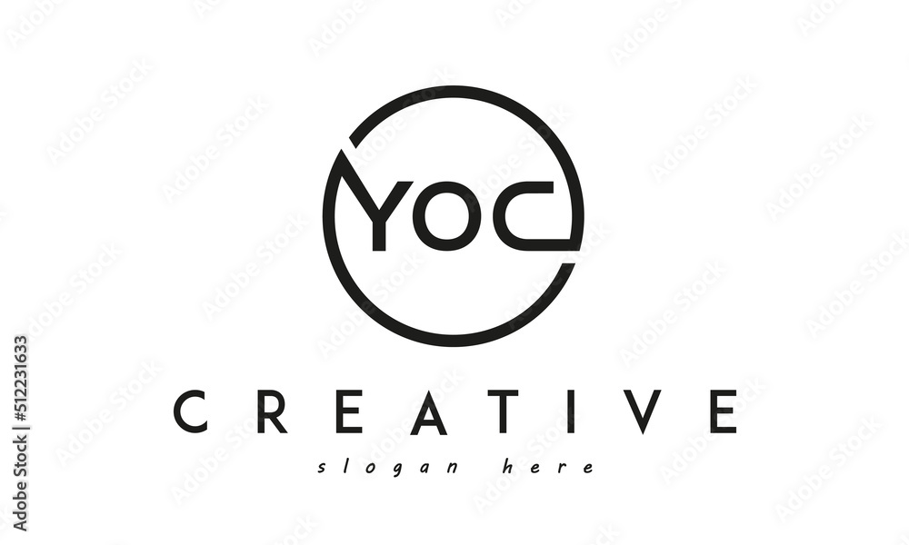 initial YOC three letter logo circle black design initial YOC three letter logo circle black design