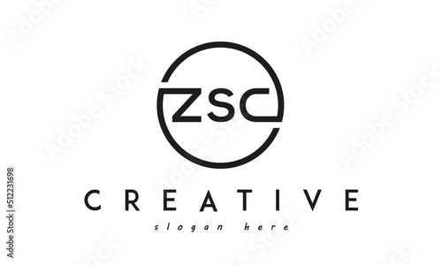 initial ZSC three letter logo circle black design photo