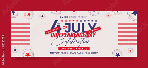 independence day celebration facebook or web ad banner template. 4th july banners with star, flag modern layout design