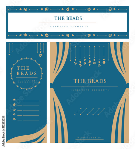 [Vector] Decorative design templates with beads and curtains for banners or covers, etc.