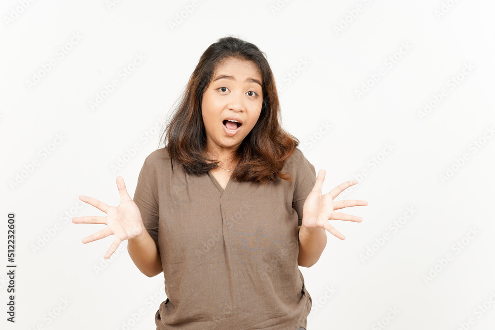 WOW amazed face expression of Beautiful Asian Woman Isolated On White Background WOW amazed face expression of Beautiful Asian Woman Isolated On White Background