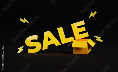 sale banner gold 3d with cardbox