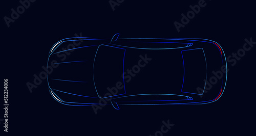Top view of the vector minimalist car self-driving concept