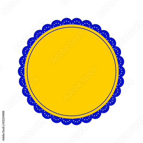 Yellow and blue vintage badge seal flat illustration 