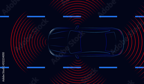Top view of the vector minimalist car self-driving concept
