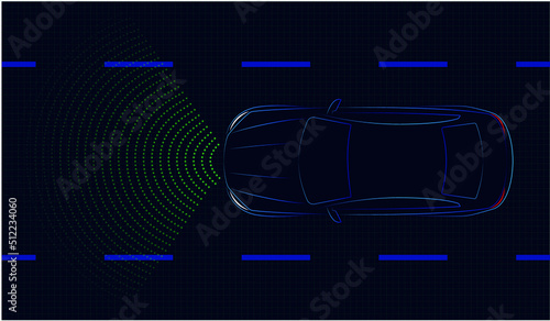 Top view of the vector minimalist car self-driving concept