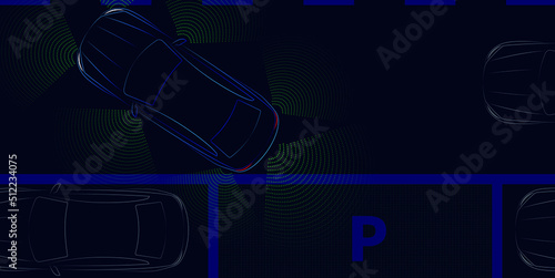 Top view of the vector minimalist car self-driving concept