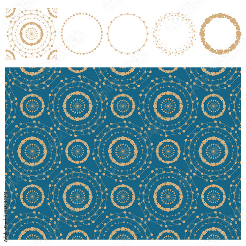 [Vector] The repeated patterns and circular frames with bead decorations