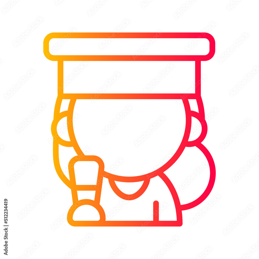 Back to school female Graduate student gradient outline icon flat design. Back to school female Graduate student gradient outline icon flat design.