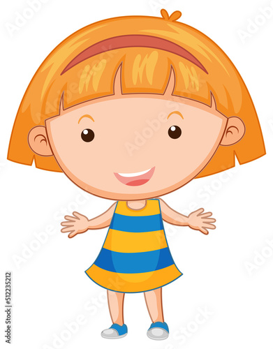 Cute girl cartoon character on white background