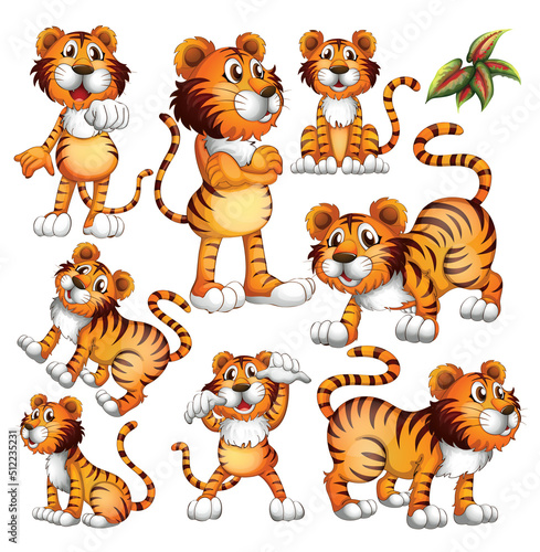 Cute animals cartoon set on white background