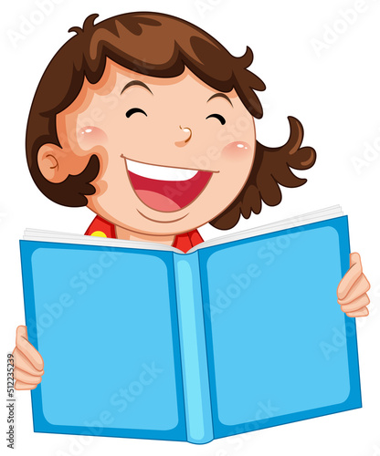 Little girl reading book