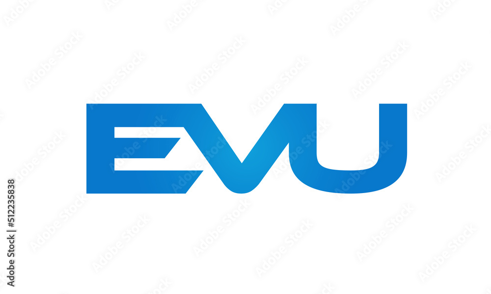 Connected EVU Letters logo Design Linked Chain logo Concept Connected EVU Letters logo Design Linked Chain logo Concept