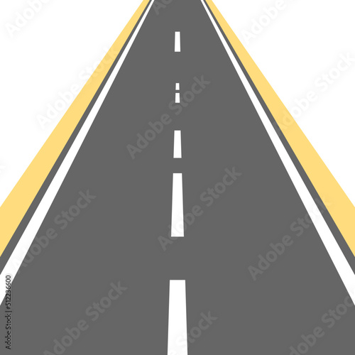 Highway road isolated white background, transportation road 
