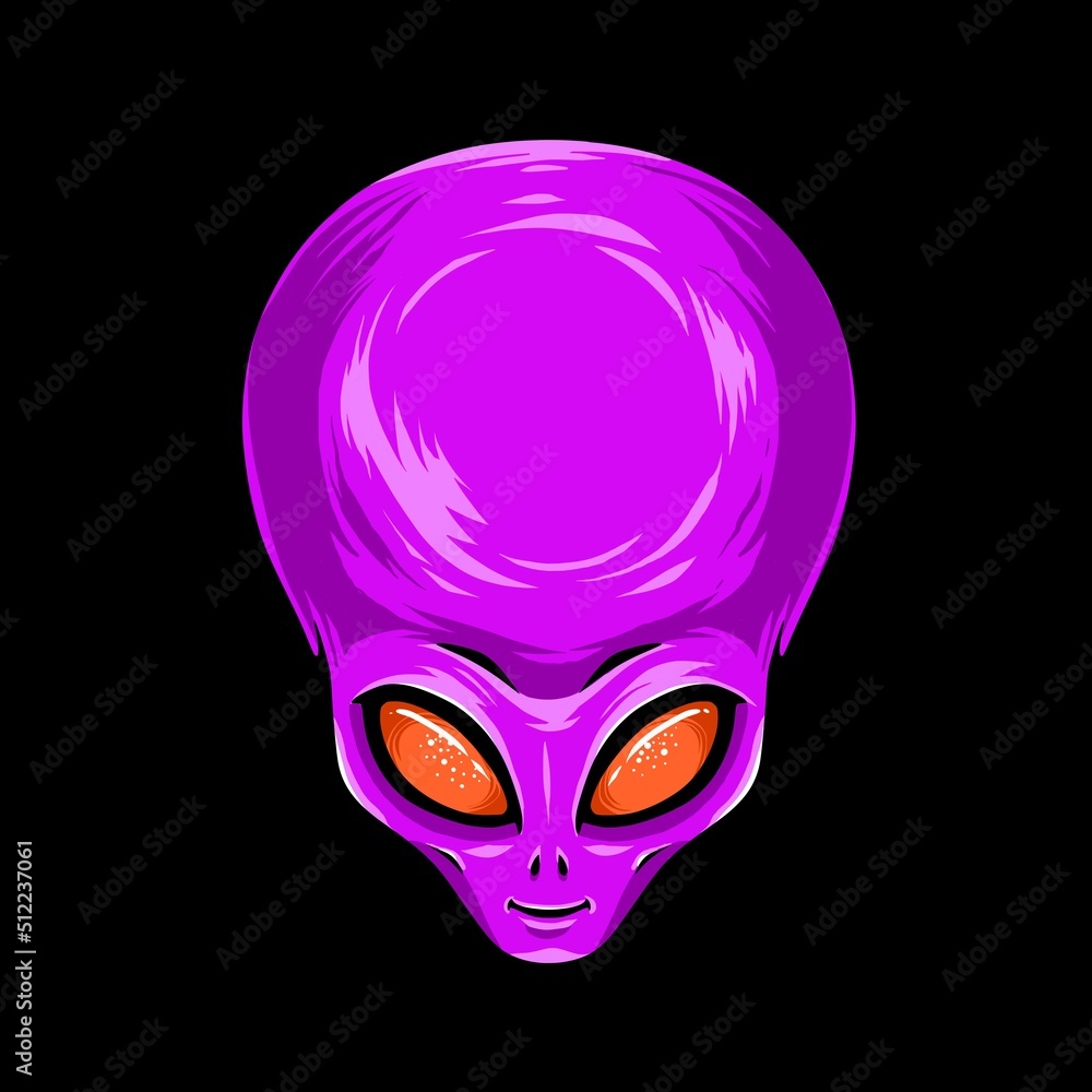 Naklejka premium purple alien head vector illustration