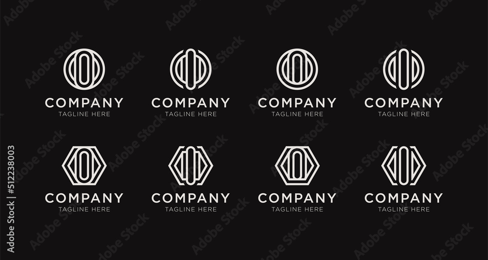 Set of letter O monogram logo design bundle. The logo can be used for any company business
